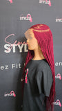 Cornrow Burgundy Full Lace Braided Wig by Crowned by Semone